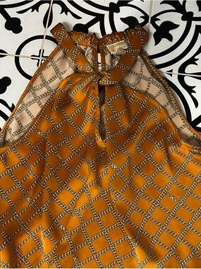 MICHAEL Michael Kors Mustard and Beige Chain-Print Blouse